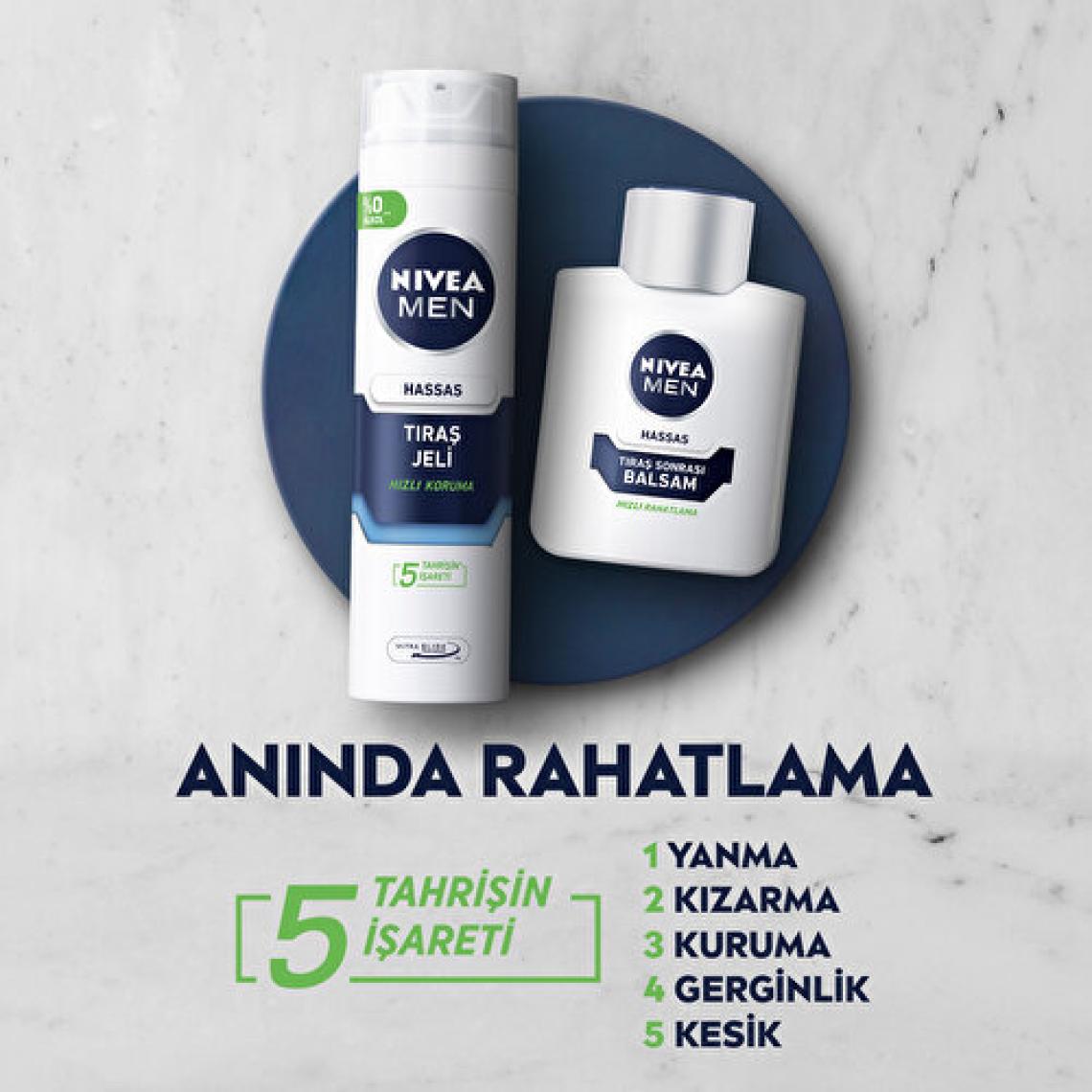 NIVEA Men Hassas Tıraş Jeli 200ml, Hassas Ciltlere Özel Hızlı Koruma, , Alkolsüz Formül