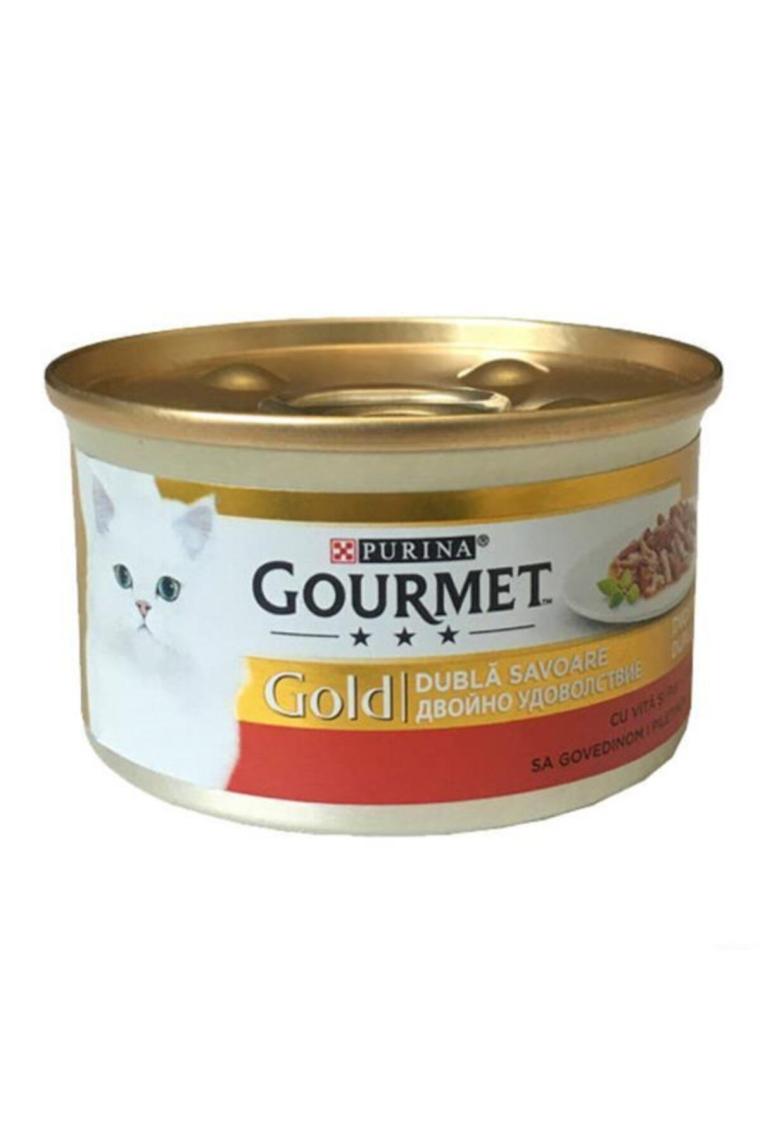 Gourmet Gold Çifte Lezzet Sığır Etli ve Tavuklu 85 gr Yetişkin Konserve Kedi Maması