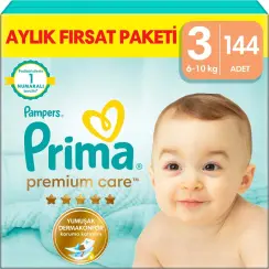 Prima Premium Care 3 Numara Midi 144'lü Bebek Bezi
