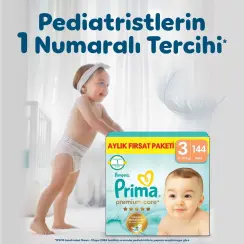 Prima Premium Care Bebek Bezi 3 Numara 144 Adet Aylık Fırsat Paketi
