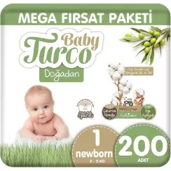 Baby Turco Doğadan 1 Numara Yenidoğan 200'lü Bebek Bezi